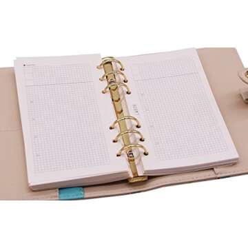 LABON'S A6 Loose Leaf Paper for Ring Binder 6 Hole 120 Sheets 2020 2021 2022 Calendar/Monthly Weekly Daily Schedule/Telephone & Address/Ruled Dotted Grid Free Note Premium Thick Refillable Planner