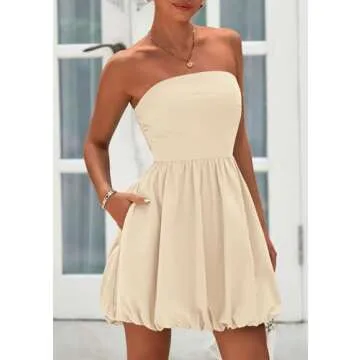 Summer Trendy Smocked A Line Tube Top Sundress for Women