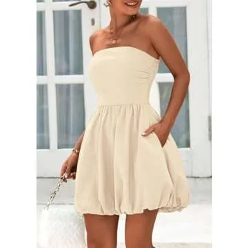 Summer Trendy Smocked A Line Tube Top Sundress for Women