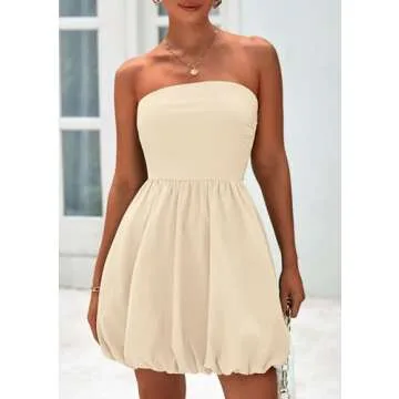 Summer Trendy Smocked A Line Tube Top Sundress for Women