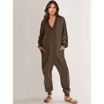 ANRABESS Jumpsuits for Women 2024 Fall Long Sleeve Casual Loose Fit Romper Lounge One Piece Pajamas Outfits Jumper