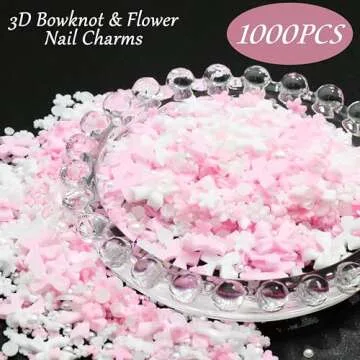 RODAKY 1000PCS Adorable Pink Bow Nail Charms - Perfect for Creative Nail Art & DIY Projects