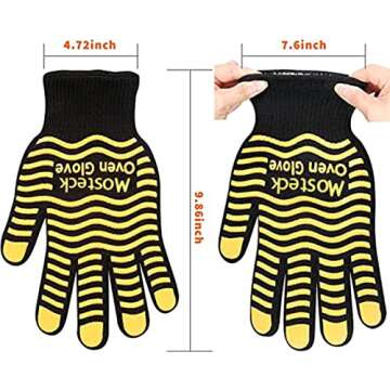 Oven Gloves 2pcs, Heat Resistant Gloves, EN407 Certified 932℉- Cooking Gloves for BBQ, Baking, Cutting, Welding, Smoker Fireplace