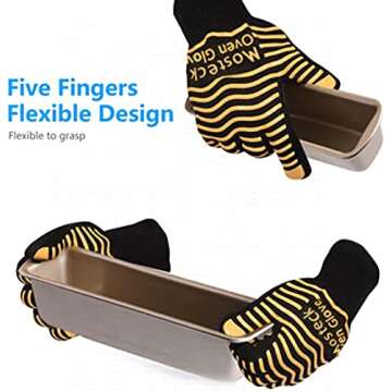 Oven Gloves 2pcs, Heat Resistant Gloves, EN407 Certified 932℉- Cooking Gloves for BBQ, Baking, Cutting, Welding, Smoker Fireplace