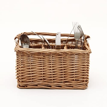 JJSQYLAN Wicker Utensil Caddy for Kitchen or Dining Table
