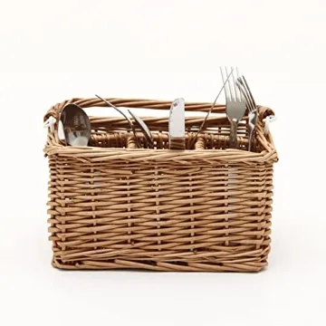 JJSQYLAN Wicker Utensil Caddy for Kitchen or Dining Table