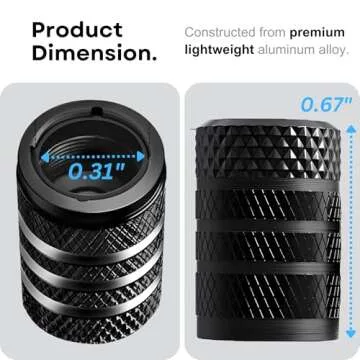GlideSpark Tire Valve Stem Caps Cover – 4 Pack Tire Air Cap Metal with Plastic Liner Corrosion Resistant Leak Proof, Anodized Aluminum Tire Valve Cap Set for Car Truck Motorcycle SUV and Bike, Black