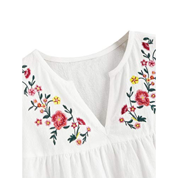 Floerns Women's Embroidered V Neck Summer Peplum Blouse