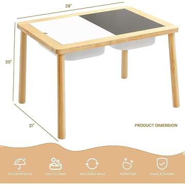 Coldew Kids Sensory Table for Toddlers 1-3, Sensory Bin Table with no Bin include, Toddler Sensory Table, Sensory Table for Toddlers age 3-5, Classroom Sensory Table, Indoor Flisat Table, Wooden