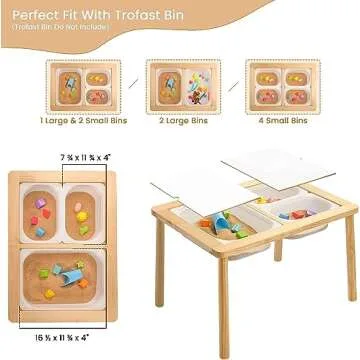 Coldew Kids Sensory Table for Toddlers 1-3, Sensory Bin Table with no Bin include, Toddler Sensory Table, Sensory Table for Toddlers age 3-5, Classroom Sensory Table, Indoor Flisat Table, Wooden