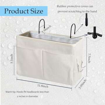 Someteth Bedside Caddy Bedside Hanging Storage Basket Multi-Function Organizer Caddy for Bunk and Hospital Beds Dorm Rooms Bed Rails, Can be Placed Glasses Books Mobile Phones Keys(White)