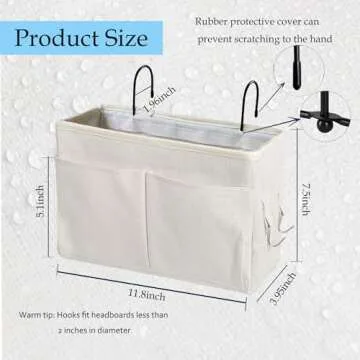 Someteth Bedside Caddy Bedside Hanging Storage Basket Multi-Function Organizer Caddy for Bunk and Hospital Beds Dorm Rooms Bed Rails, Can be Placed Glasses Books Mobile Phones Keys(White)