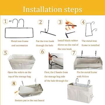 Someteth Bedside Caddy Bedside Hanging Storage Basket Multi-Function Organizer Caddy for Bunk and Hospital Beds Dorm Rooms Bed Rails, Can be Placed Glasses Books Mobile Phones Keys(White)