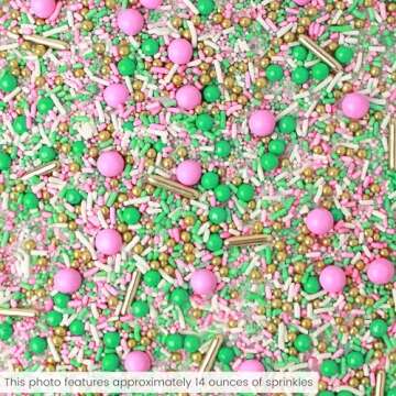 Signature Pink Sprinkle Mix| Made In USA By Sprinkle Pop| Light Pink White Mint Sprinkles With Gold Metallic Dragees| Girl Baby Shower Gender Reveal Sprinkles For Decorating Cupcakes Cake Cookie, 4oz