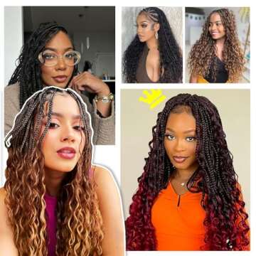 8 Packs Crochet Box Braids-14 Inch Boho Box Braids Crochet Braids Hair Bohomian Box Braid Crochet Ha...