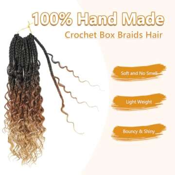 8 Packs Crochet Box Braids-14 Inch Boho Box Braids Crochet Braids Hair Bohomian Box Braid Crochet Hair Synthetic Braiding Hair Goddess Box Braids Crochet Hair for Black Women (1B/30/27)