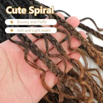 8 Packs Crochet Box Braids-14 Inch Boho Box Braids Crochet Braids Hair Bohomian Box Braid Crochet Hair Synthetic Braiding Hair Goddess Box Braids Crochet Hair for Black Women (1B/30/27)