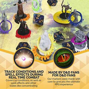 WildBot3D - Dungeon & Dragons Condition Marker Rings for DND Miniatures (Full 77 Piece Set) | Color ...