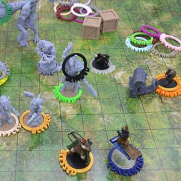 WildBot3D - Dungeon & Dragons Condition Marker Rings for DND Miniatures (Full 77 Piece Set) | Color Coded Professional Tabletop Gaming Markers | RPG Tracking for Spells, Magic Hexes, Effects & Traps
