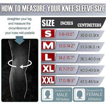 Knee Sleeves (1 Pair), 7mm Neoprene Compression Knee Braces, Great Support for Cross Training, Weightlifting, Powerlifting, Squats, Basketball and More