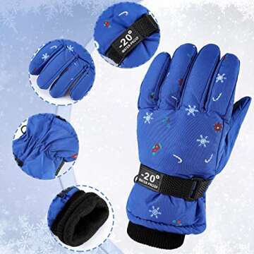 Hicarer Winter Gloves for Kids Waterproof Snow Ski Gloves
