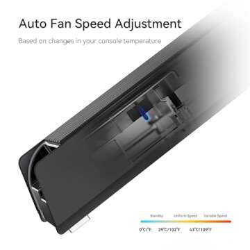 KIWIHOME Cooling Fan for PS5 Accessories, Upgraded Quiet Cooler Fan with LED and USB3.0 Hubs, Efficient Horizontal Cooling System for PS5 Disc and Digital Edition, Not for PS5 Slim (Black)
