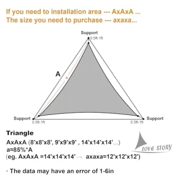 LOVE STORY 12' x 12' x 12' Triangle Sun Shade Sail Canopy UV Block Sunshade for Outdoor Patio Garden Backyard, Sand (We Make Custom Size)