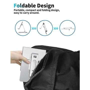 ALASHI Tablet Stand for Desk, Stable Holder with Heavy and Thickened Metal Base for Large Tablet Device, Multi-Angles Adjustable and Foldable, Universal Supports 4-13.3 Inches Tablet, Silver