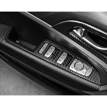 Cnaurda Carbon Fiber Style Window Switch Panel Cover Car Side Window Door Lock Switch Panel Trim Com...