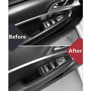 Cnaurda Carbon Fiber Style Window Switch Panel Cover Car Side Window Door Lock Switch Panel Trim Compatible with Genesis G70 2019-2025 Accessories