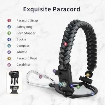 Trebo Water Bottle 64oz with Paracord Handle, Half Gallon Large Vacuum Double Wall Stainless Steel Insulated Water Jug with Straw Spout Handle Lids, Leakproof Keep Cold & Hot Ombre: Dark Gray