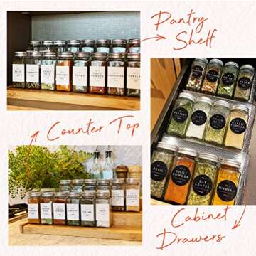 240 Spice Labels, Farmhouse Spice Jars Labels For Jars, Spice Labels Stickers Spice Containers, Spice Labels Stickers Preprinted Waterproof, Spice Jar Labels Preprinted Kitchen Labels Glass Spice Jars