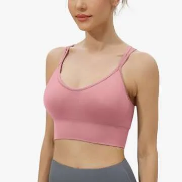 WANAYOU Cross Back Sport Bras 3 Pack Padded Strappy Criss Cross Back Yoga Bras Medium Support Workout Bras with Removable Cups for Fitness Low Impact (3 Pack(Black+White+Pink), Medium)