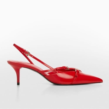 Yishaweiqi Elegant Red Slingback Kitten Heels for Women
