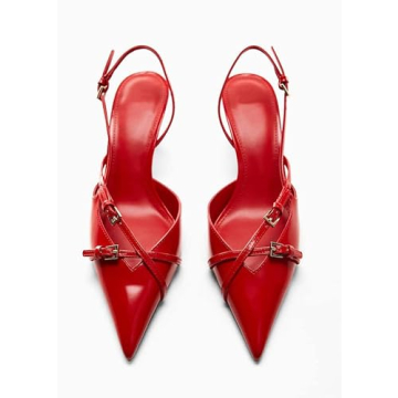 Yishaweiqi Elegant Red Slingback Kitten Heels for Women