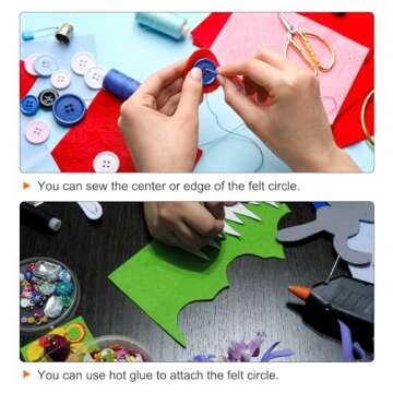 HARFINGTON 300pcs Round Felt Circles, 50mm 2" Pre Cut Felt Craft Pads Non-Woven Mini Felt Fabric Circles for DIY Sewing Handcraft Cut Projects Craft Finishing, White