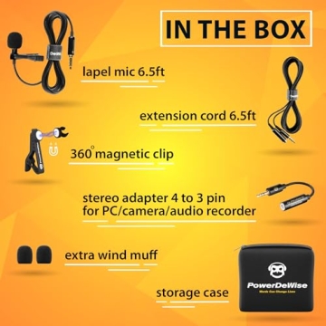 PowerDeWise Lavalier Microphone for Content Creators