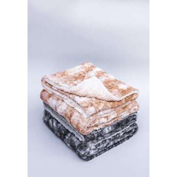 P&R Faux Fur Throw Blanket | Super Soft Fuzzy Light Weight Luxurious Cozy Warm Fluffy Plush Hypoallergenic Blanket for Bed Couch Chair Fall Winter Spring Living Room (Desert Tan, 50”x65”)