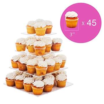 Jusalpha 4 Tier Square Wedding Acrylic Cupcake Stand