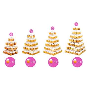 Jusalpha 4 Tier Square Wedding Acrylic Cupcake Stand