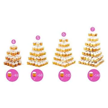 Jusalpha 4 Tier Square Wedding Acrylic Cupcake Stand