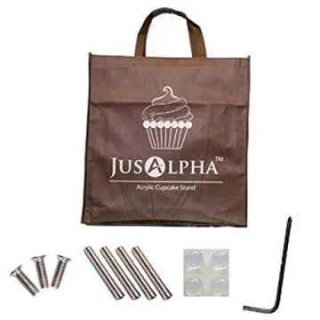 Jusalpha 4 Tier Square Wedding Acrylic Cupcake Stand