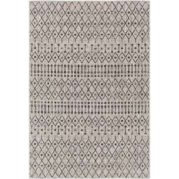 Hauteloom Wallkill Living Room, Bedroom Patio Outdoor Area Rug - Bohemian/Global - Black, Gray - 7'10" x 10'2"