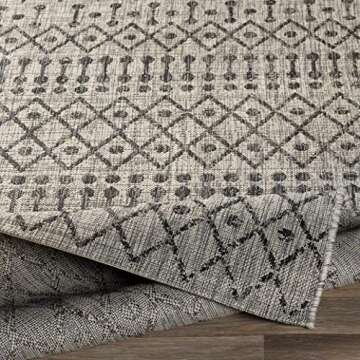 Hauteloom Wallkill Living Room, Bedroom Patio Outdoor Area Rug - Bohemian/Global - Black, Gray - 7'10" x 10'2"