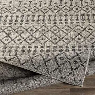 Hauteloom Wallkill Living Room, Bedroom Patio Outdoor Area Rug - Bohemian/Global - Black, Gray - 7'10" x 10'2"