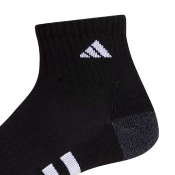adidas Men's Cushioned Quarter Socks (3-Pair), Black/Onix Grey/White, Large