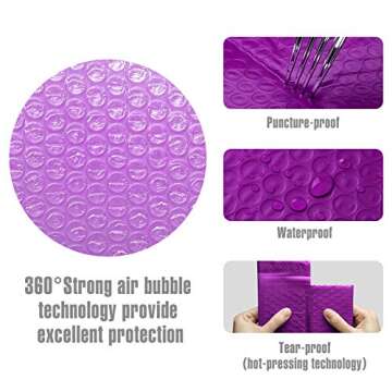 Fuxury Bubble Mailers 4x8 Inch, 50 Pack Padded Envelopes Self-Seal Adhesive Waterproof Shipping Bags Small Bubble Mailers for Business Mailing Packages Jewelry Makeup Supplies #000-Purple