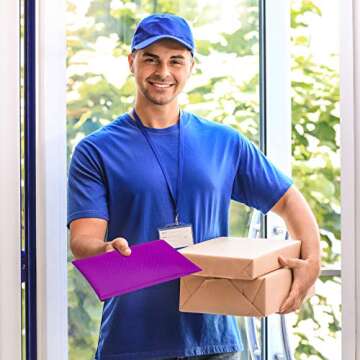 Fuxury Bubble Mailers 4x8 Inch, 50 Pack Padded Envelopes Self-Seal Adhesive Waterproof Shipping Bags Small Bubble Mailers for Business Mailing Packages Jewelry Makeup Supplies #000-Purple