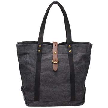 Iblue Women Totes Bag Canvas Top Handle Shoulder Handbag Large #254 (grey)