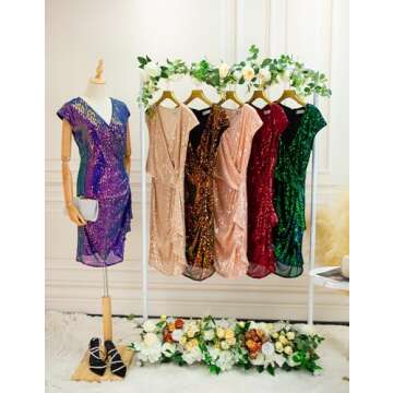 GRACE KARIN Sequin Dress for Women Sexy Sparkly Glitter Party Night Dress Wrap V-Neck Bodycon Cocktail Dresses Coffee